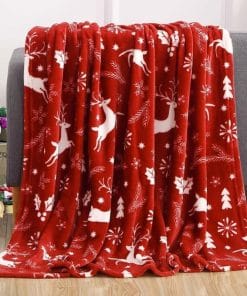 Christmas Elk Snowman Santa Claus Print Blanket Winter Double-sided Flannel Blanket For Sofa Sleeping Shawl