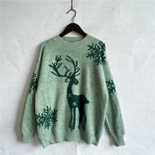 Women's Fashion Round Neck Long Sleeve Knitted Christmas Sweater - Image 7