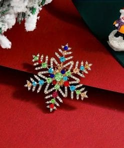 Creative Alloy Inlaid Colorful Rhinestone Christmas Snowflake Brooch