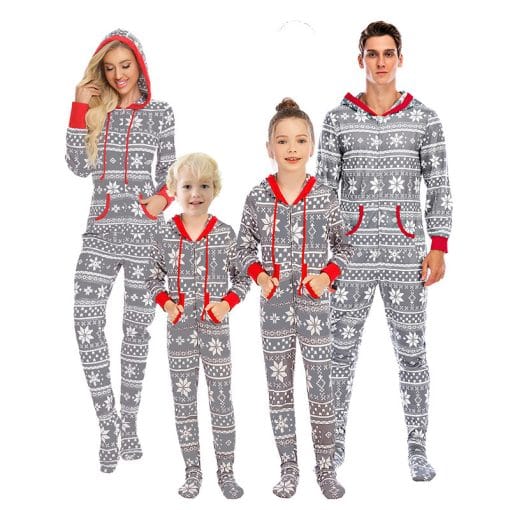 New Christmas Home Wear Pajamas One-piece Parent-child Outfit Elk Snowflake - Image 4