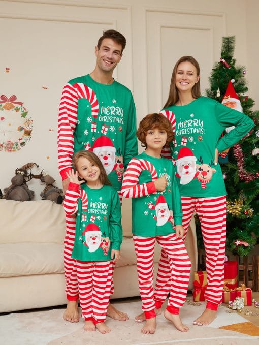 New Cartoon Santa Claus Letter Printing Parent-child Christmas Pajamas Home Wear Suit - Image 2