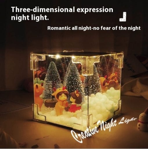 Christmas DIY Decorations Mirror And LED Cube Lamp 3D Santa Claus Snowman Tree Christmas Lights DIY Material Kit For Xmas Decor - Image 4