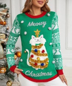 Jacquard Pullover Christmas Cartoon Kitten Embroidered Sweater 15 4eea2db9 614c 43fc 9ce5 71e4f8cdbdd7