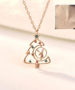 S925 Elk Christmas Tree Necklace Fashion Ins Style Zircon Clavicle Chain Women's Jewelry