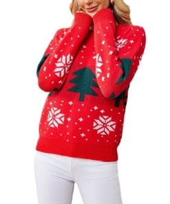 Women's Christmas Tree Jacquard Pullover Knitted Sweater 11 50a51094 80ce 4d04 a8fb 65437f08bc18