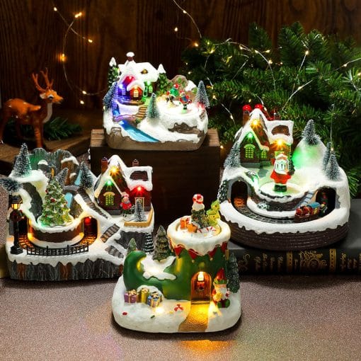 Christmas Rotating Resin Luminous Music Box Ornaments - Image 2