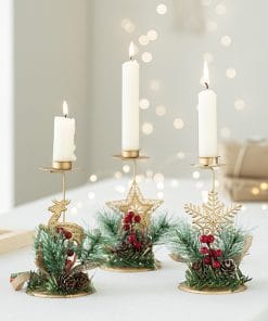 Christmas Candlestick Golden Wrought Iron Window Decoration