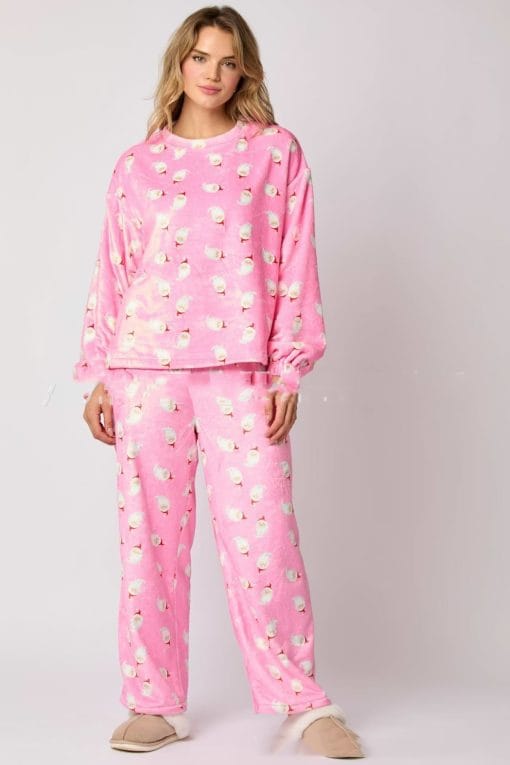 2024 Casual Flannel Pajama Sets For Women 2 Piece Cute Long Sleeve Matching Lounge Shirts Sets Santa Claus Pajamas Homewear - Image 2