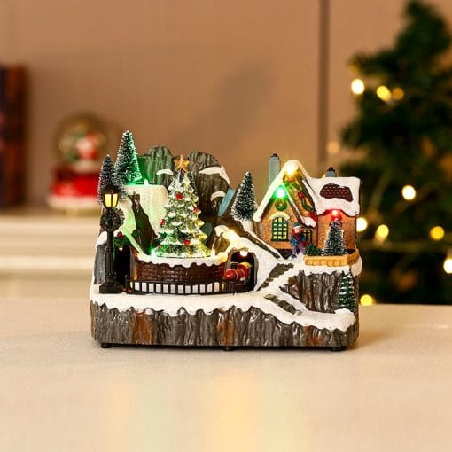 Christmas Rotating Resin Luminous Music Box Ornaments - Image 5