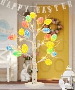 Easter Decoration 60cm Birch Tree Home Easter Egg LED Light Gift Spring Party Tabletop Ornaments Light Easter Party Kids Gifts
