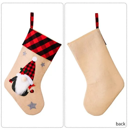 Christmas Decorations Red And Black Plaid Affixed Cloth Embroidered Window Pendant - Image 6