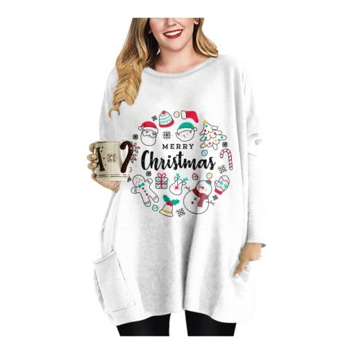 Long Christmas Snowflake Element Round Neck Dress - Image 4