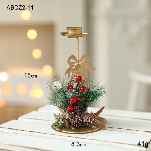 Christmas Candlestick Golden Wrought Iron Window Decoration - Image 5