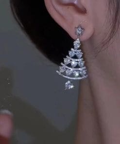 Women's High-quality Silver Needle Christmas Tree Earrings