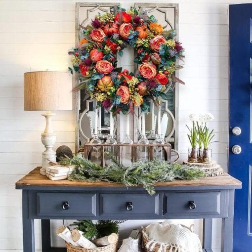 New Autumn Peony Halloween Pumpkin Wreath Home Decor - Image 6