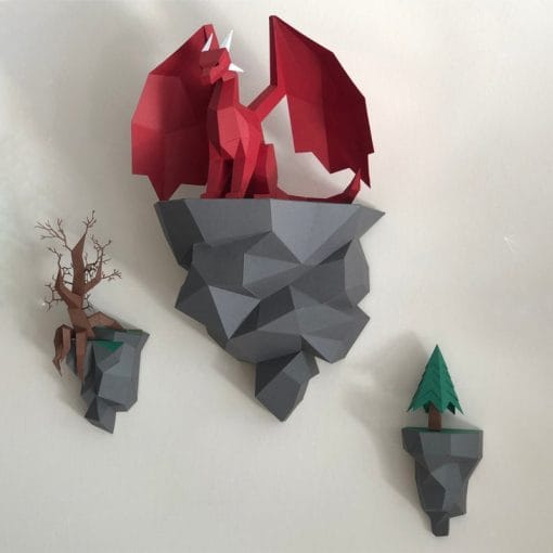 Dragon Paper Model Sitting On The Island Home Wall Hanging Wall Decorations - Image 2
