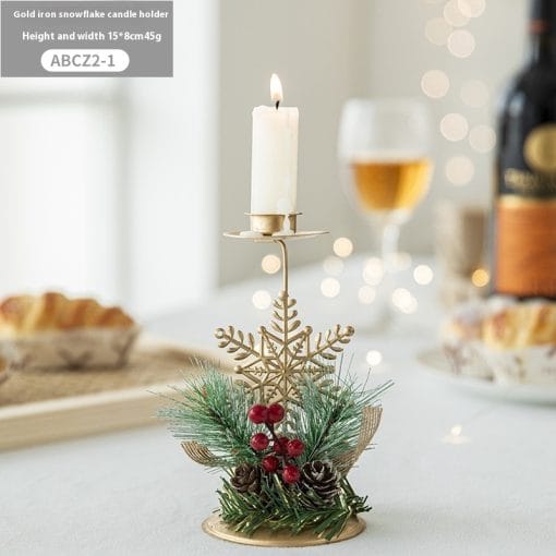 Christmas Candlestick Golden Wrought Iron Window Decoration - Image 3