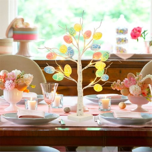 Easter Decoration 60cm Birch Tree Home Easter Egg LED Light Gift Spring Party Tabletop Ornaments Light Easter Party Kids Gifts - Image 9
