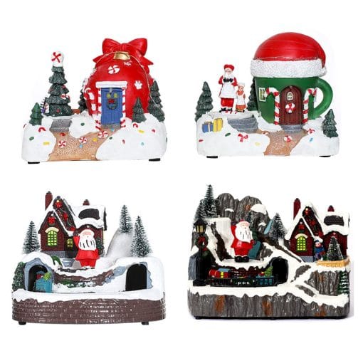 Christmas Rotating Resin Luminous Music Box Ornaments - Image 4