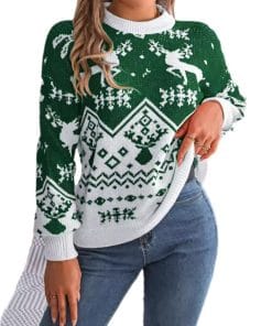2025 New Year Autumn Winter Casual Deer Pattern Long Sleeve Hoodie Sweater Christmas For Women Red Green Knitted Pullover Jumper 13 6dc51604 58e4 4de3 a8cf 7cf007a9ea90