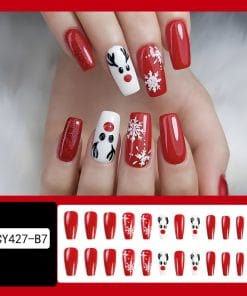 24pcs Christmas False Nails Hat Striped Snowflake Nail Art Stickers For Parties Dances Or Holiday Wear 15 6e735063 c0af 41b9 ae0b 02404266a405