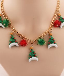 New Christmas Tree Bell Santa Claus Necklace Creative Personalized Pendant Clavicle Chain Women's Jewelry