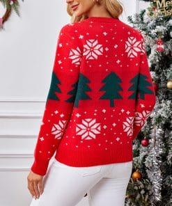 Women's Christmas Tree Jacquard Pullover Knitted Sweater 9 74878348 0159 4af3 9f70 a2594b9a7cce