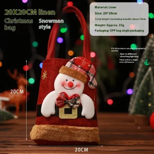 Christmas Candy Gift Tote Bag For Kids Funny Creative Santa Claus Elk Snowman Bear Handbag Small Christmas Tree Decoration Bags - Image 3