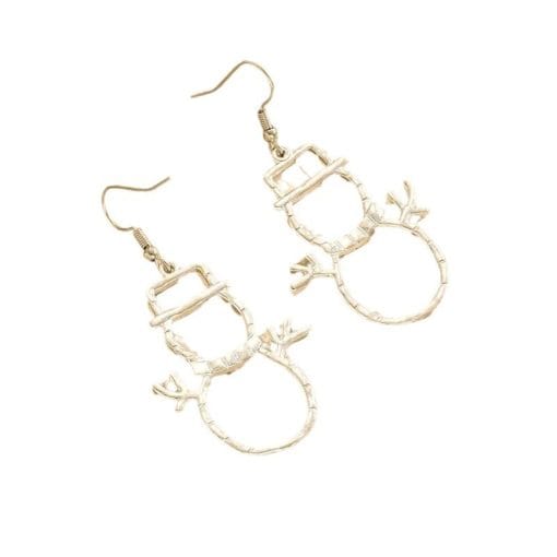 Personalized Snowman Earrings And Pendant Fashion Simple Christmas Hollow Necklace For Women Jewelry - Image 6