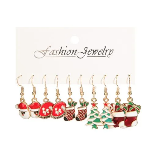 Christmas Stud Combination Suit Snowflake Elk Earrings - Image 7