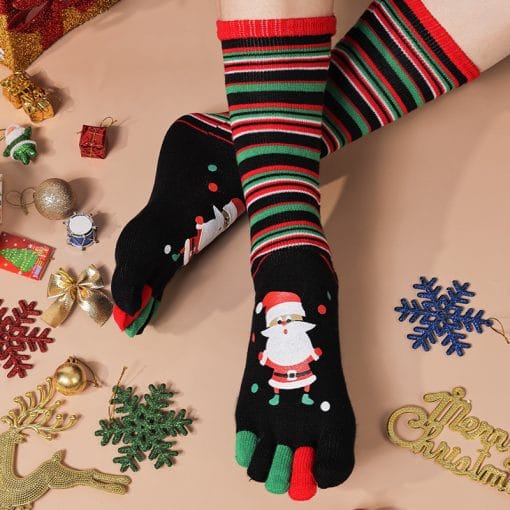 Cute Christmas Five-finger Socks Winter Elastic Sweat-absorbent Split-toe Socks For Women - Image 4