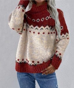 Turtleneck Knitted Sweater Christmas Loose Long Sleeve Jacquard Tops For Women Clothing 15 80cc9b50 2c21 4ca3 b79d d56bb89f992a