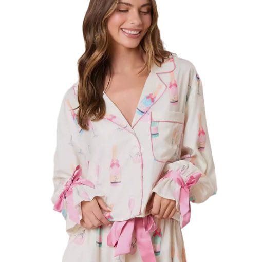 Women's Christmas Bow Long Sleeve Pajamas Shorts Suit - Image 5