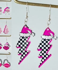 Acrylic Earrings Christmas Cute Cartoon Christmas Santa Claus Tree Football Lightning Earrings Jewelry