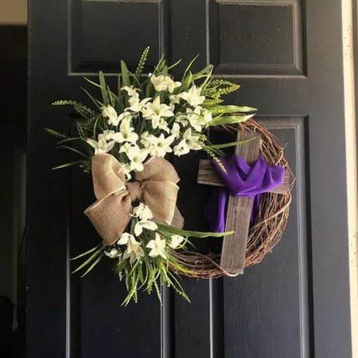 Easter Cross Door With Wreath - Image 7