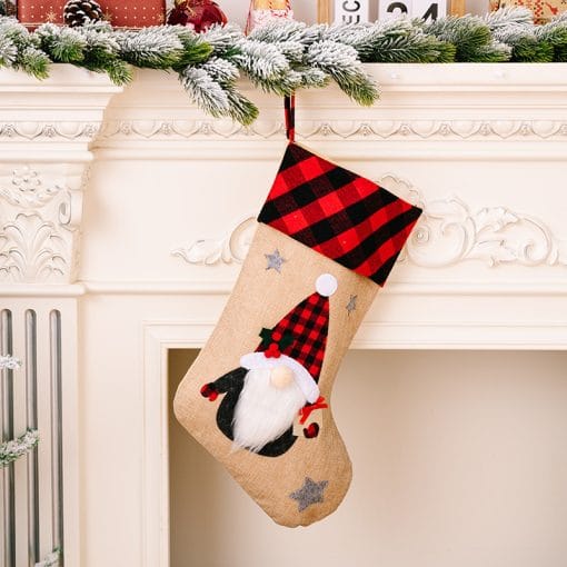 Christmas Decorations Red And Black Plaid Affixed Cloth Embroidered Window Pendant - Image 8