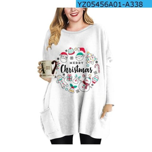 Long Christmas Snowflake Element Round Neck Dress - Image 3