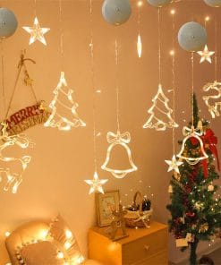 Christmas LED Suction Cup Chandelier Santa Claus Elk Snowman Lights Holiday Party Window Decor Lamps Battery Powered