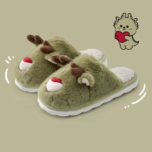 Cartoon Cotton Slippers Inner Velvet Insulated Cotton-padded Shoes - Image 4