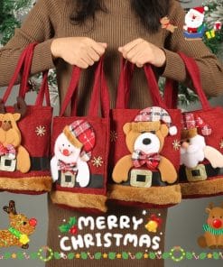 Christmas Candy Gift Tote Bag For Kids Funny Creative Santa Claus Elk Snowman Bear Handbag Small Christmas Tree Decoration Bags