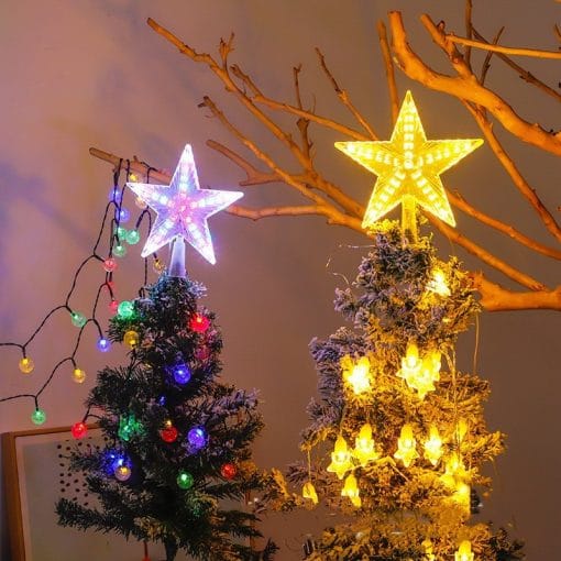 Solar Christmas Decorations – LED Pentagram Lights for Festive Charm
