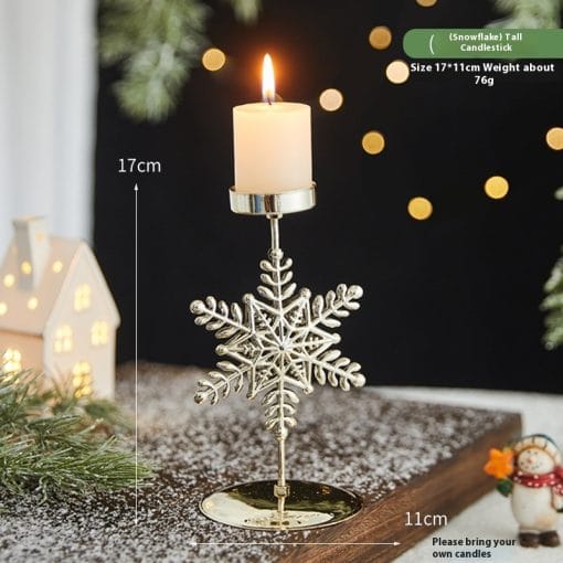 Romantic Christmas Wrought Iron Candlestick Candle Tray Decoration - Image 9