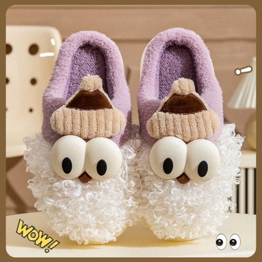Cartoon Bearded Santa Claus Slippers Home Warm Non-slip Plush   Cotton Shoes Christmas Couple Floor Bedroom Slipper Women Men - Image 2