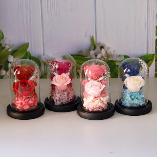 Valentine's Day Gift For Girlfriend Eternal Preserved Rose Flower Gift Box Teddy Bear Eternal Flower With Lights Gift For Women Home Decor - Image 2