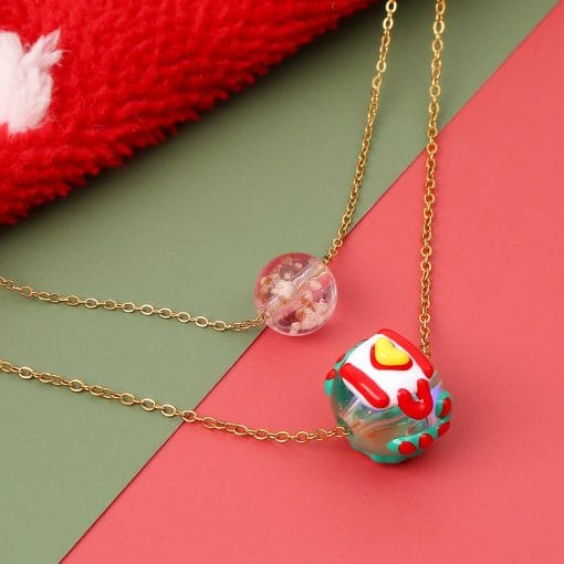 Christmas Luminous Necklace Fashion Niche Christmas Tree Santa Claus Round Bead Double-layer Necklace For Women Jewelry - Image 10