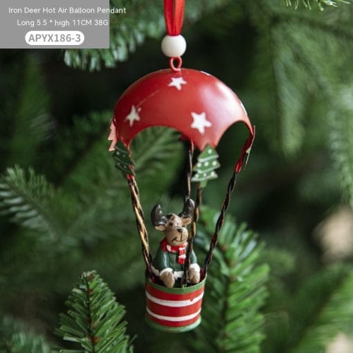 Nordic Iron Christmas Hot Air Balloon Parachute Pendant Creative Decorations Tree Charms Hangings - Image 4