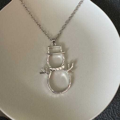 Personalized Snowman Earrings And Pendant Fashion Simple Christmas Hollow Necklace For Women Jewelry - Image 4
