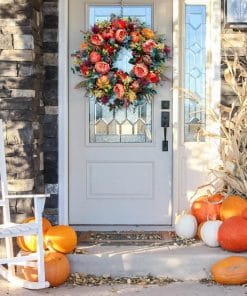 New Autumn Peony Halloween Pumpkin Wreath Home Decor