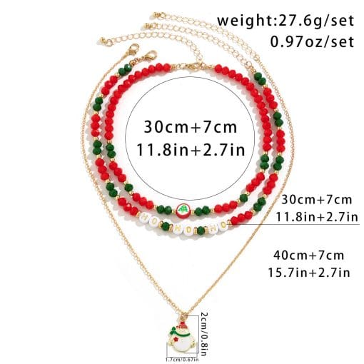 Beaded Women's Necklace Christmas Snowman Gift Imitation Crystal Ornament - Image 7