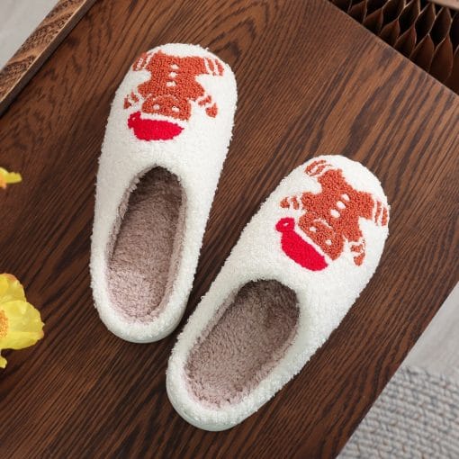 Christmas Gingerbread Cotton Slippers Winter Home Shoes - Image 5